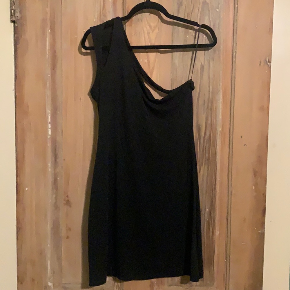 Silence + Noise Black cotton one shoulder Mini